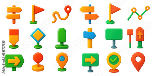 Vibrant 3D Route Icons
