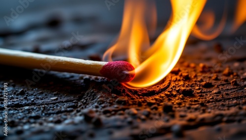 an intense moment with fire consuming a wooden match atop what appears to be ashes.