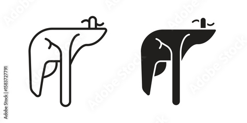 Liver icons designed in filled, outline, line and stroke style