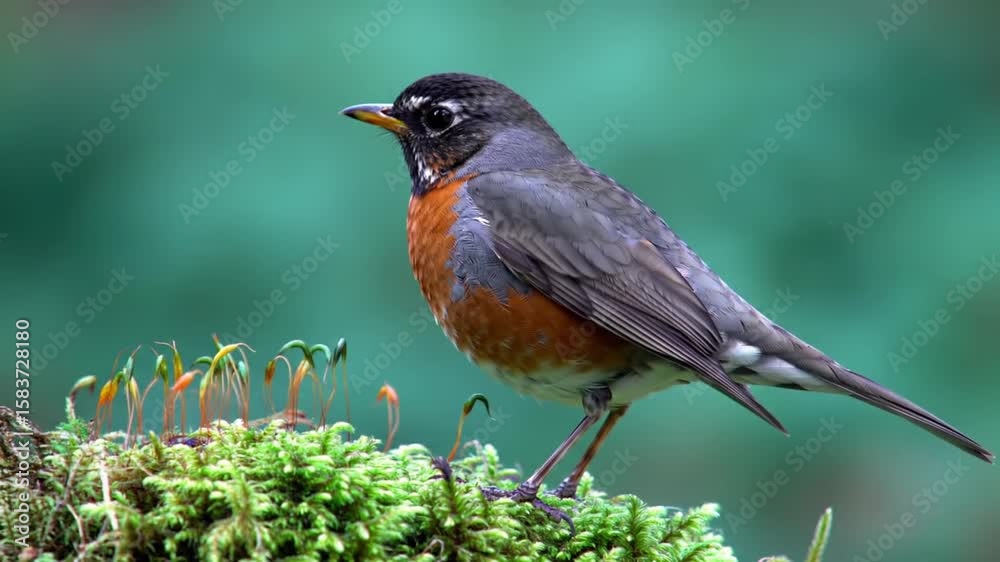 Group of birds standing and pecking in a grassy field filled with small blooming wildflowers
