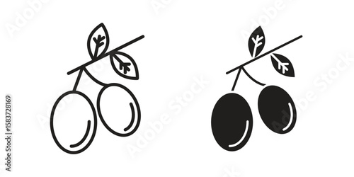 Jujube icons designed in filled, outline, line and stroke style
