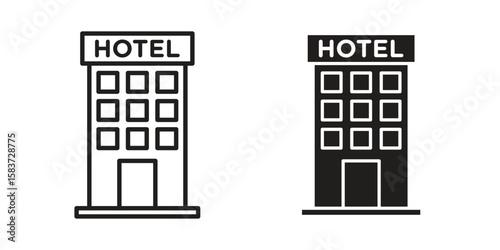 hotel icons designed in filled, outline, line and stroke style