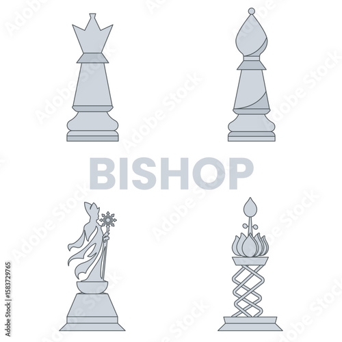 Bishop chess piece vector black and white color silhouette
