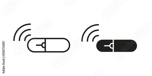 Dog microchip icons designed in filled, outline, line and stroke style