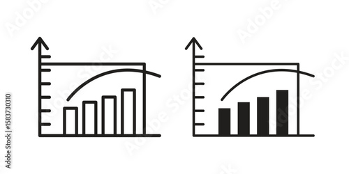 Diminishing returns icons designed in filled, outline, line and stroke style