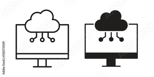 Cloud computing icons designed in filled, outline, line and stroke style