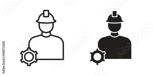 Civil Engineer icons designed in filled, outline, line and stroke style