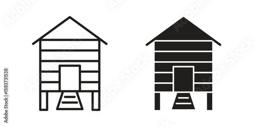 Chicken coop icons designed in filled, outline, line and stroke style