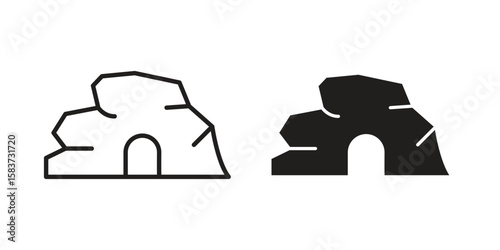 cave icons designed in filled, outline, line and stroke style