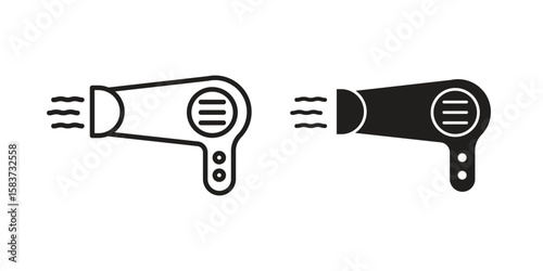 Blow dryer icons designed in filled, outline, line and stroke style