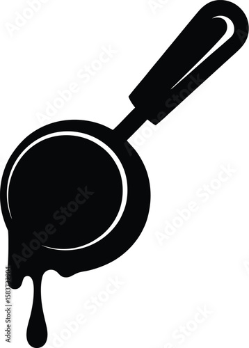 Black silhouette of an ice cream scoop with dripping chocolate