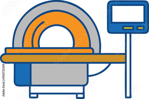 Flat Vector Icon of MRI or CT Scan Machine Representing Medical Imaging