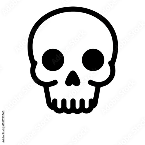 skull icon in black and white against white background