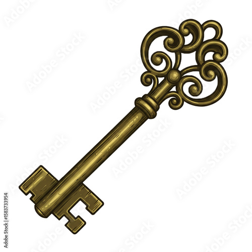 vector vintage key against white background