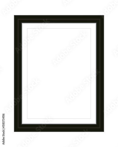 Realistic modern picture frame mockup black white empty square rectangle border blank poster on wooden wall background photo art presentation exhibition template in elegant interior room