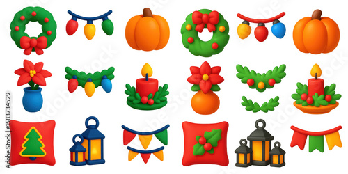 Seasonal 3D Icons Grid