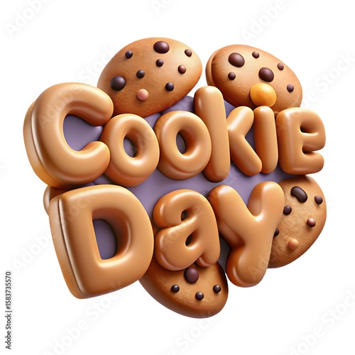 Happy Cookie Day Poster with Cute Chocolate Chip Cookie and Fun