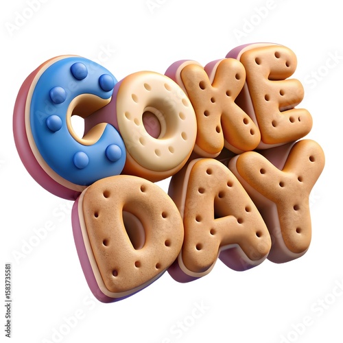 Happy Cookie Day Poster with Cute Chocolate Chip Cookie and Fun