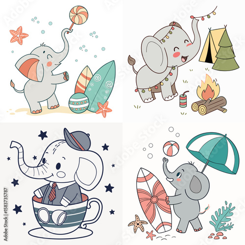 High-Quality elephants Illustrations in Various Styles – SVG Bundle