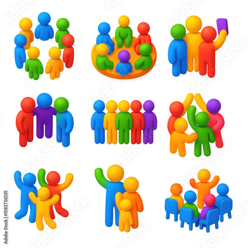 Colorful 3D Group Icons