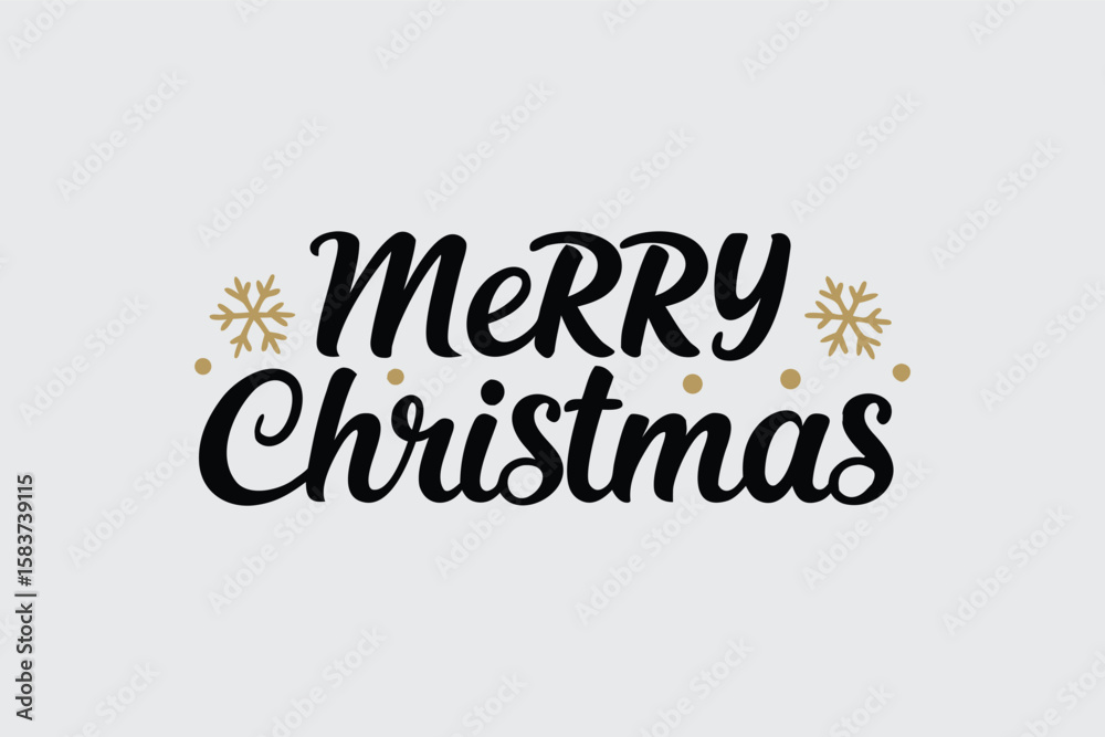 Merry Christmas Handwritten Text with Snowflakes and Gold Accents, Festive Holiday Greeting Merry Christmas Handwritten Text with Snowflakes and Gold Accents, Festive Holiday Greeting