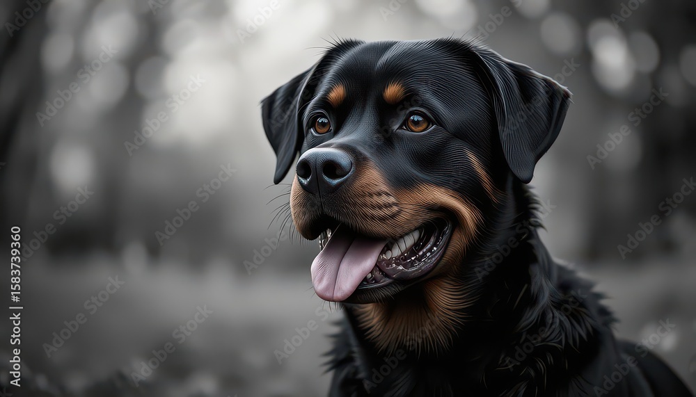 Happy Rottweiler Dog Portrait Happy Rottweiler Dog Portrait