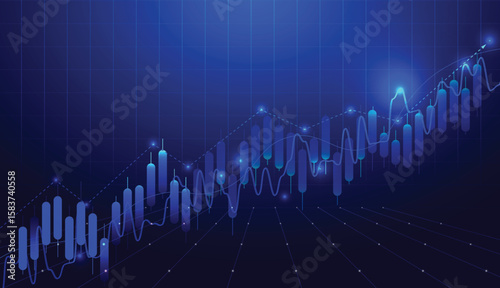 Stock market investment business trading chart, illustration design on fantastic technology financial background.