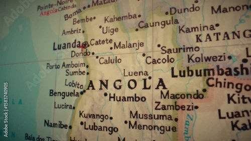 Old map of Angola, Africa.