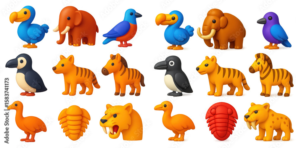 Obraz premium Extinct Animals Icons