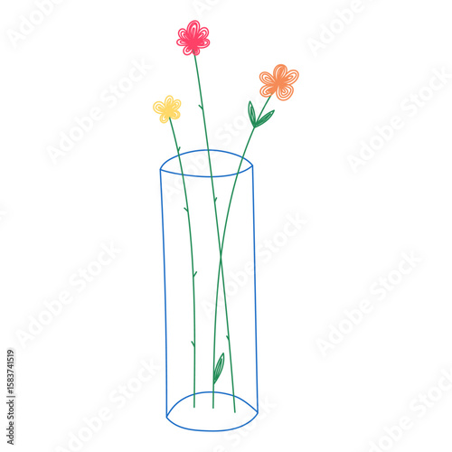 Flower in vase simple drawn vector illustration 