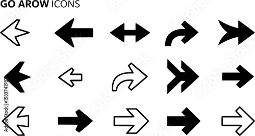 Set of go back arrows vector icons. Left direction. Return, previous, backward arrow. Pointer back. Vector 10 EPS.
