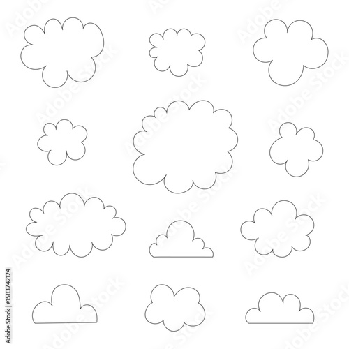 Clouds set simple drawn vector illustration 