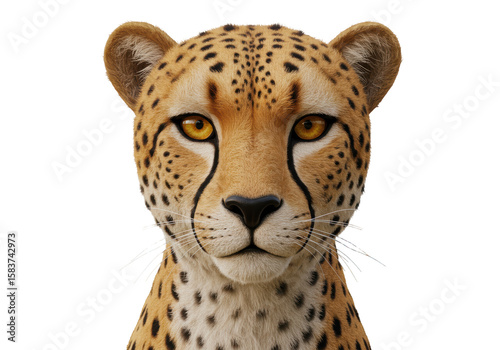 Isolated Captivating Close-Up Portrait of a Cheetah's Face