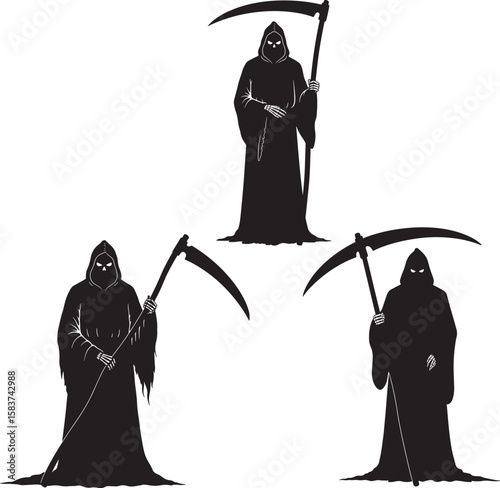 Grim reaper holding scythe spooky silhouette