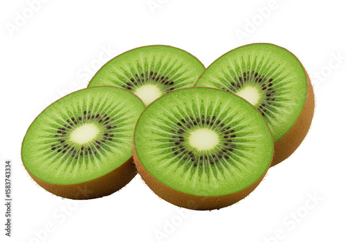 Isolated Close-up of Freshly Sliced Kiwi Fruit