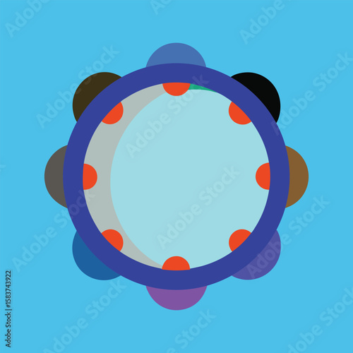 tambourine children toys vector art
