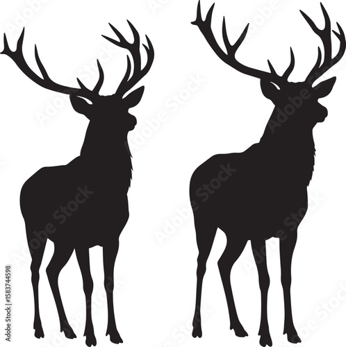 Majestic stag deer with antlers silhouette