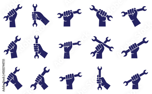 mechanic icon or logo isolated sign symbol vector illustration - Collection of high quality black style vector icons.Hands holding wrenches are displayed