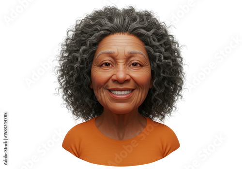 Isolated Smiling Senior African American Woman Portrait