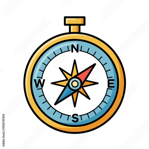 Colorful compass with cardinal directions in flat design  