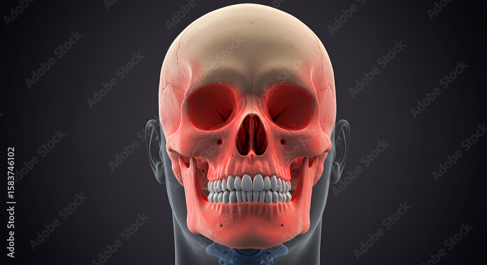 Fototapeta premium Human Skull Illustration Highlighting Sinus Cavities