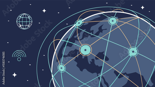 Global network connection technology solutions worldwide communication internet of things and digital transformation