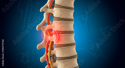 Spinal Stenosis Illustration Showing Narrowed Vertebral Canal