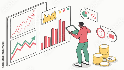 Analyzing financial data charts and graphs for business growth and investment strategy planning success