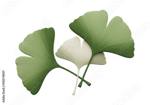 Isolated Fresh Ginkgo Biloba Leaves