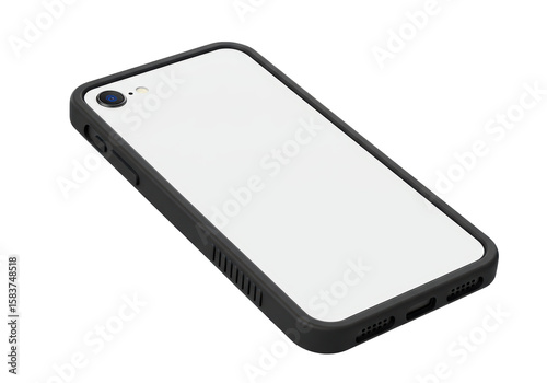 Isolated Blank White Smartphone Case with Black Edges