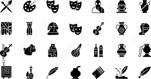 Vibrant Event Vector Icon Set including calendar, microphone, stage, tickets, crowd, party, decorations, and camera—ideal for planning, invites, and promotions.

