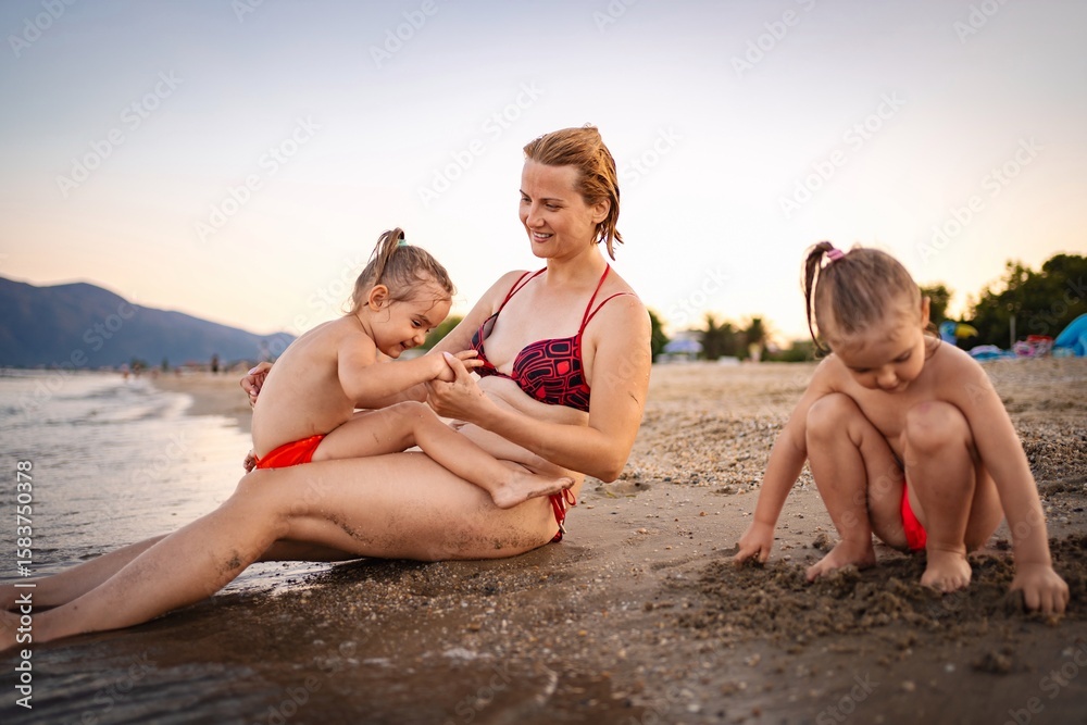 Enjoying the sunset on a Greece summer beach day Enjoying the sunset on a Greece summer beach day