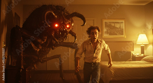 Wallpaper Mural Man Running Desperately from a Threatening Creature Torontodigital.ca