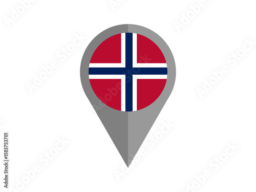 Free Download A simple, flat design graphic of a location marker with the flag of Norway prominently displayed. - GFXLoad